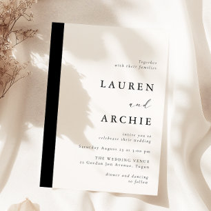 Moderne klassische schwarze und weiße Hochzeit Einladung