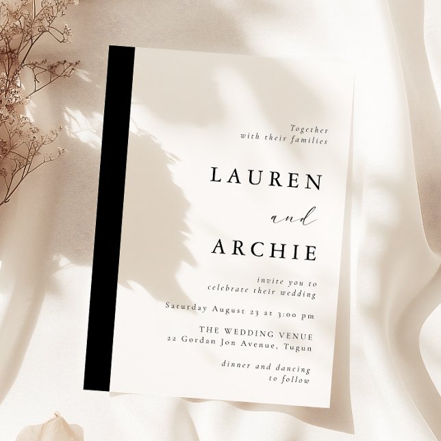 Moderne klassische schwarze und weiße Hochzeit Einladung (Von Creator hochgeladen)