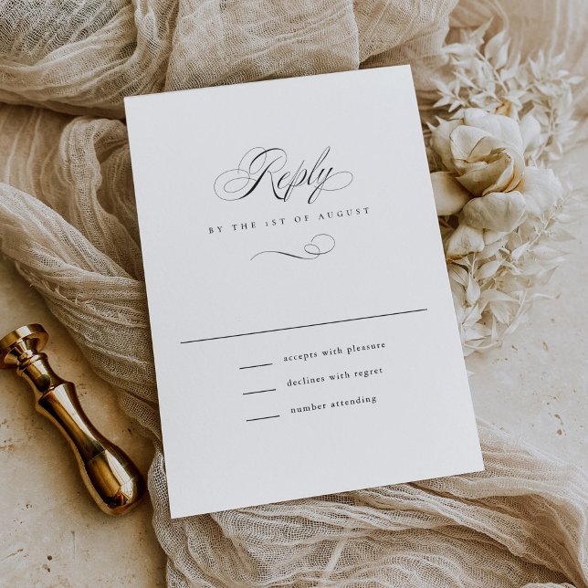 Moderne klassische Script-Hochzeit RSVP Karte (Von Creator hochgeladen)