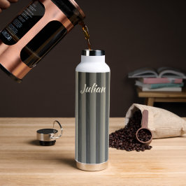Moderne klassische Smokey-graue Streifen mit Namen Trinkflasche