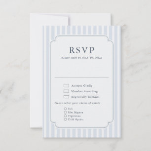 Moderne klassische Streifen Hochzeit in staubigem  RSVP Karte