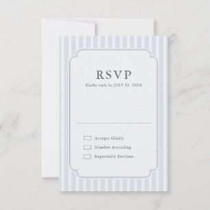 Moderne klassische Streifen Hochzeit in staubigem  RSVP Karte