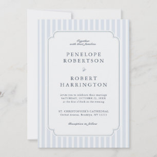 Moderne klassische Streifen Hochzeit mit QR-Code i Einladung