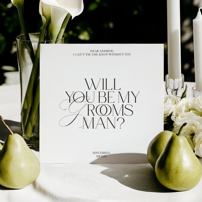 Moderne klassische Trauzeugen-Anfragekarte Einladung (Modern Classic Groomsman Proposal Card)