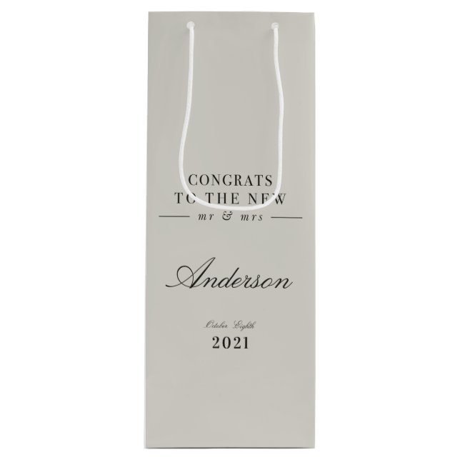 Moderne klassische Typografie Mr. und Mrs. Geschenktüte Für Weinflaschen (Vorderseite)