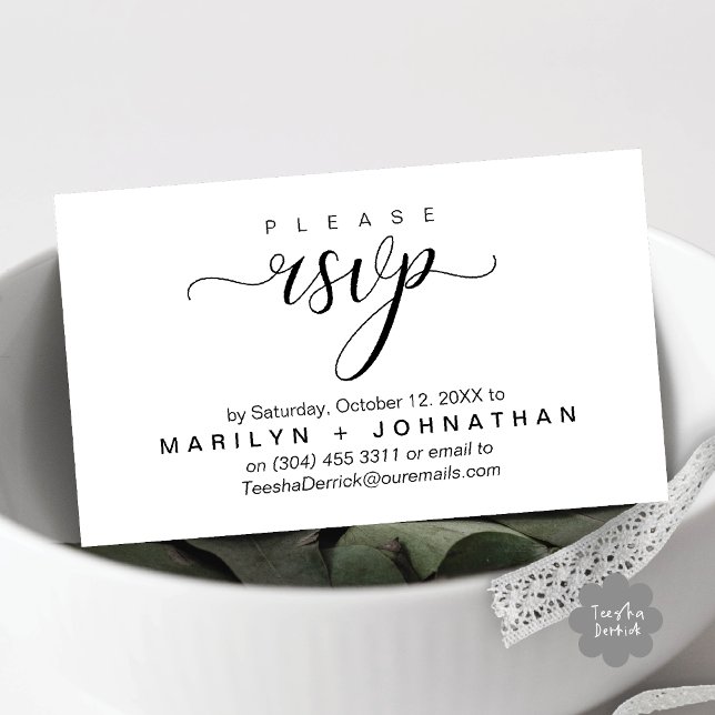 Moderne klassische UAWG Wedding Website Erinnerung Begleitkarte (Modern Classy RSVP Wedding Website Reminder Enclosure Card White Black)