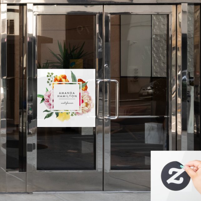 Moderne klassische Wasserfarbenpeony CUSTOM Fensteraufkleber (Büro Tür)