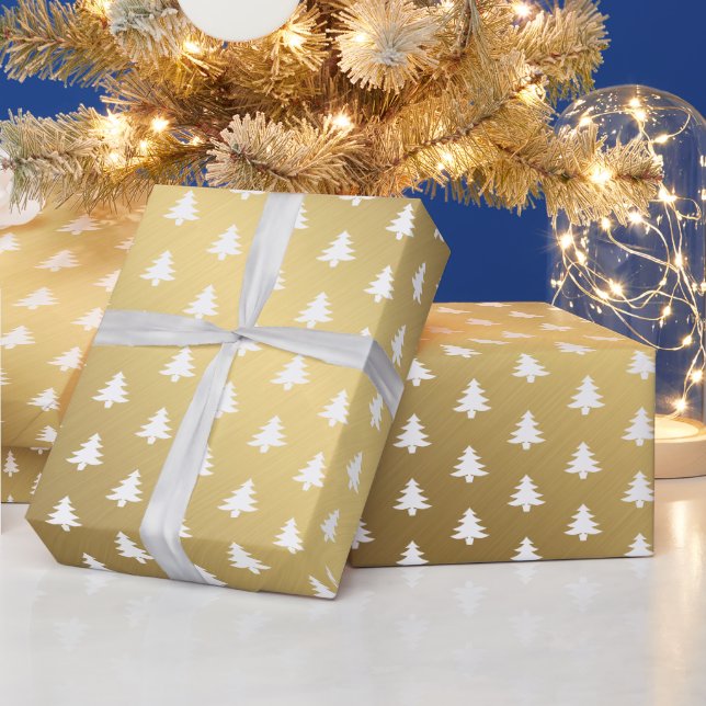 Moderne klassische Weihnachtsbaumen Ombre Gold Geschenkpapier (Feiertage)