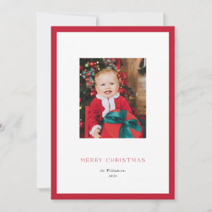 Moderne klassische Weihnachtsfotokarte mit rotem R Feiertagskarte
