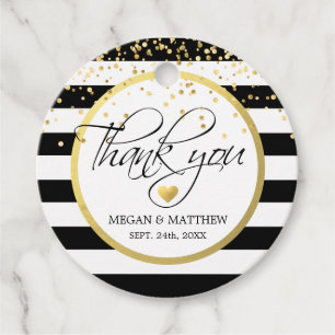 Moderne klassische White Black & Gold Hochzeit Vie Geschenkanhänger