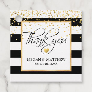 Moderne klassische White Black & Gold Hochzeit Vie Geschenkanhänger