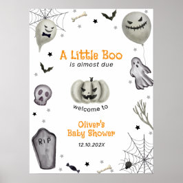 Moderne kleine Boo Ghost Boy Babydusche Willkommen Poster