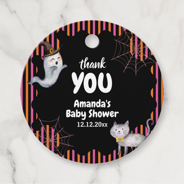 Moderne kleine Boo Ghost Cat Kinderdusche Geschenkanhänger (Vorderseite)