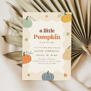 Moderne kleine Kürbis-Herbst-Baby-Party Einladung