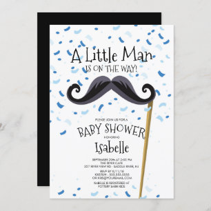 Moderne Kleine Mann Mustache Kinderdusche Einladung