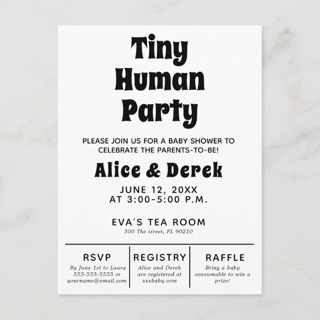 Moderne kleine menschliche Babydusche minimalistis Postkarte (Vorderseite)