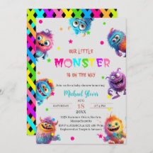 Moderne Kleine Monster Wasserfarbene Babydusche In