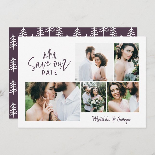 moderne kleine rustikale Hochzeit mit mehreren Fot Save The Date (Vorne/Hinten)