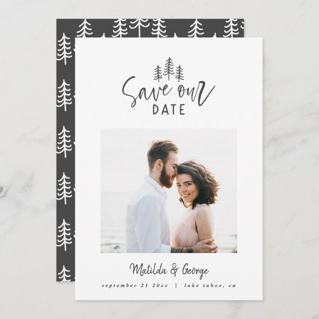 moderne kleine rustikale Hochzeit mit mehreren Fot Save The Date (Vorne/Hinten)