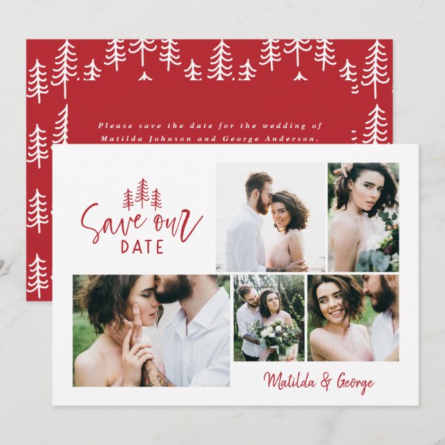 moderne kleine rustikale Hochzeit mit mehreren Fot Save The Date (Vorne/Hinten)