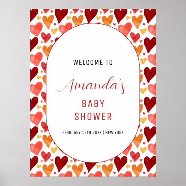 Moderne kleine Sweetheart Babydusche Willkommen Poster (Vorne)