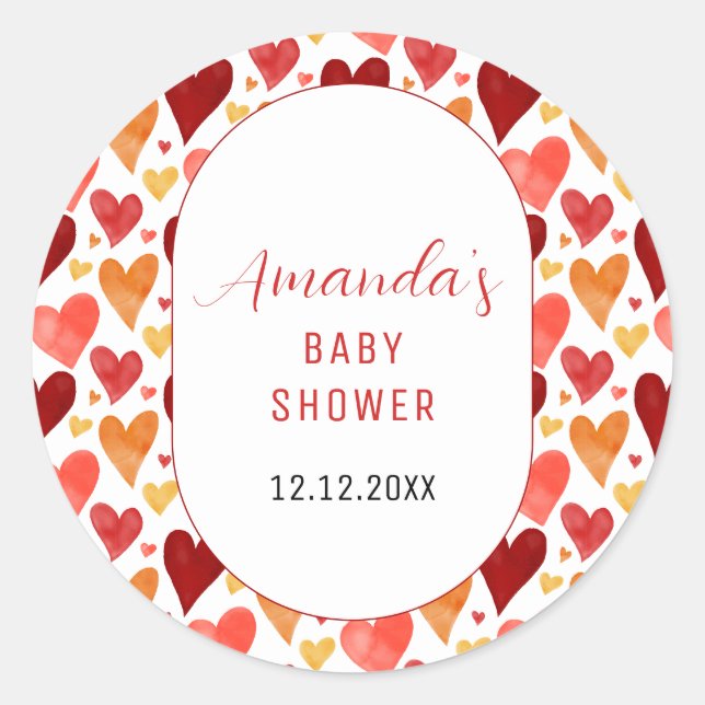 Moderne kleine Sweetheart Valentine Baby Dusche Runder Aufkleber (Vorderseite)