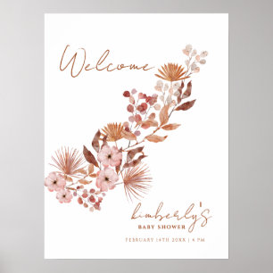Moderne kleine Wildblume Boho Kinderdusche Willkom Poster