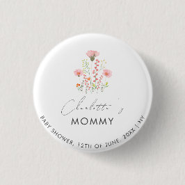 Moderne kleine Wildblumen müssen Babydusche sein Button