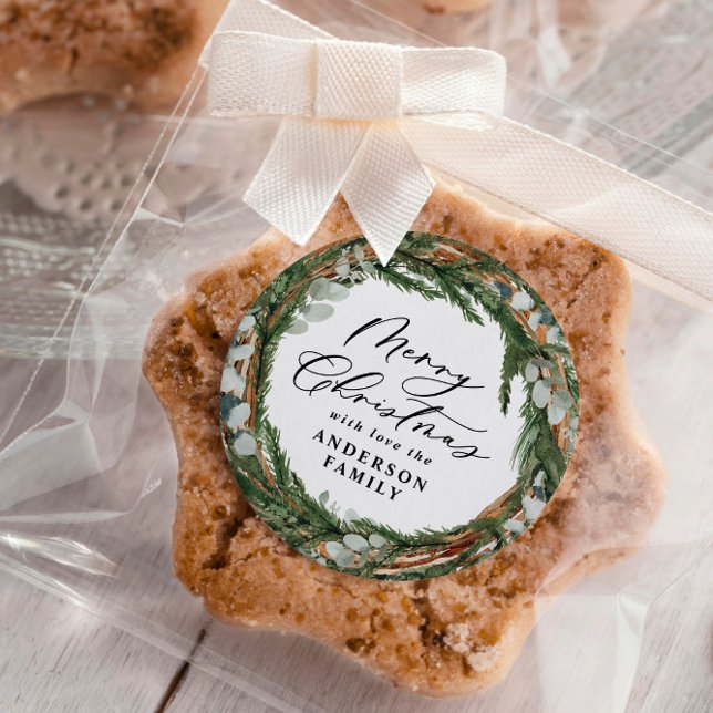 Moderne Kleinschreibung Weihnachts Runder Aufkleber (Von Creator hochgeladen)