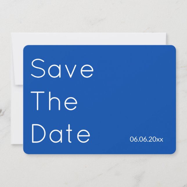 Moderne kobaltblaue Hochzeit - Save the Date -   (Vorderseite)