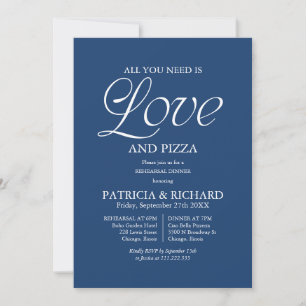Moderne Kobaltblaue Pizza Hochzeitsprobe Einladung