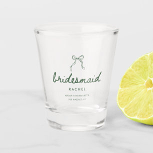 Moderne Kokette-Bogen-Brautjungfer-Name-Junggesell Schnapsglas