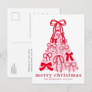 Moderne Kokette-Schleife Frohe Weihnachten Postkar