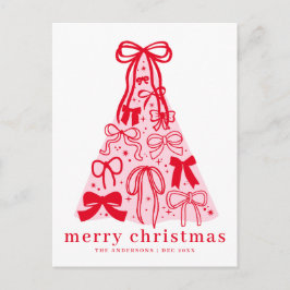 Moderne Kokette-Schleife Frohe Weihnachten Postkar