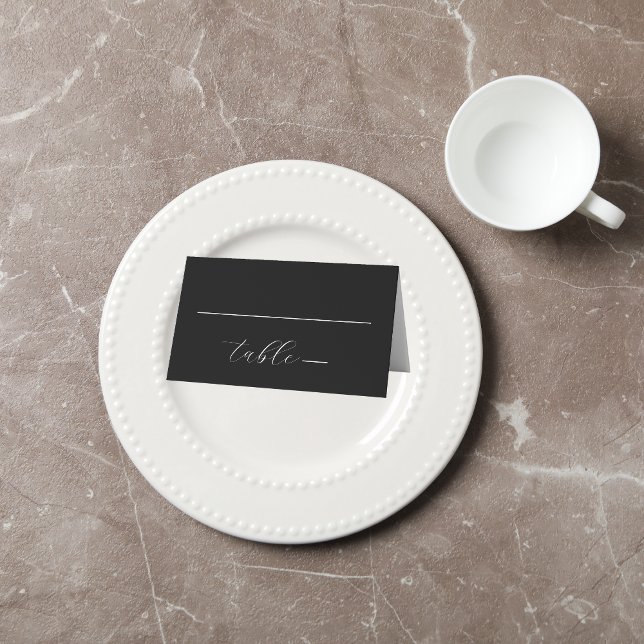 Moderne Kolorblock-Hochzeit | Schwarz/Weiß-Innenbe Platzkarte (Von Creator hochgeladen)