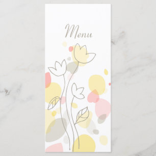 Moderne Konfetti Blume Blätter gelb 4 Gänge Menü Menükarte