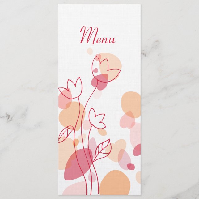 Moderne Konfetti Blume Blätter Hochzeitsmenü Menükarte (Vorderseite)