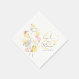 Moderne Konfetti Blume Datum Hochzeit Servietten