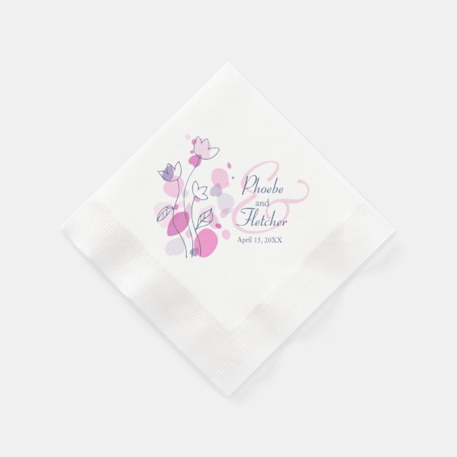 Moderne Konfetti Blume Datum Hochzeit Servietten (Ecke)