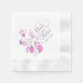 Moderne Konfetti Blume Datum Hochzeit Servietten