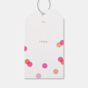 Moderne Konfetti Rosa und Orange Polka-Punkte Geschenkanhänger