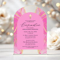 Moderne Konfirmations-Einladung Blush Pink Gold Ac