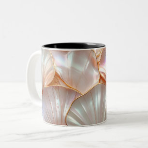 Moderne königliche Perlmutt- und Roségold-Mosaik-T Zweifarbige Tasse