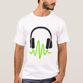 Moderne Kopfhörer mit Soundwave Graphic - Musik T-Shirt