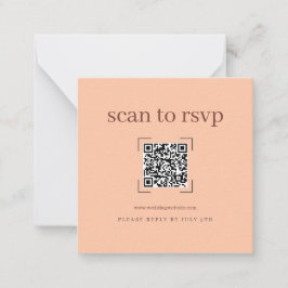 Moderne Koralle-Pfirsich-Hochzeits-QR-Code Online- Mitteilungskarte