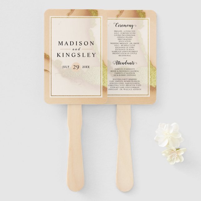 Moderne Korallen Abstrakt 💡 unikale Ölhochzeit Fächer (Vorne und Hinten)