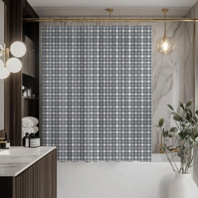 Moderne Korallen-Grau Vorhang Soft Plaid Badezimme (Modern Coral Grey Curtain Soft Plaid Bathroom Look)