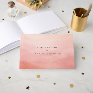 Moderne Korallen-Küsten-Chic-Elegante Hochzeit Gästebuch