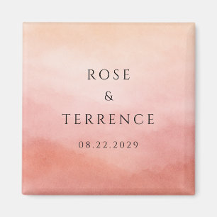 Moderne Korallen-Küsten-Chic Elegante Hochzeit Magnet