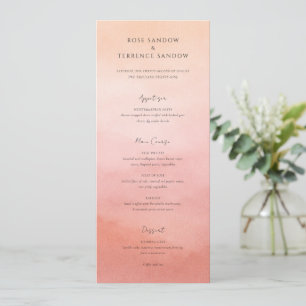 Moderne Korallen-Küsten-Chic-Elegante Hochzeit Menükarte